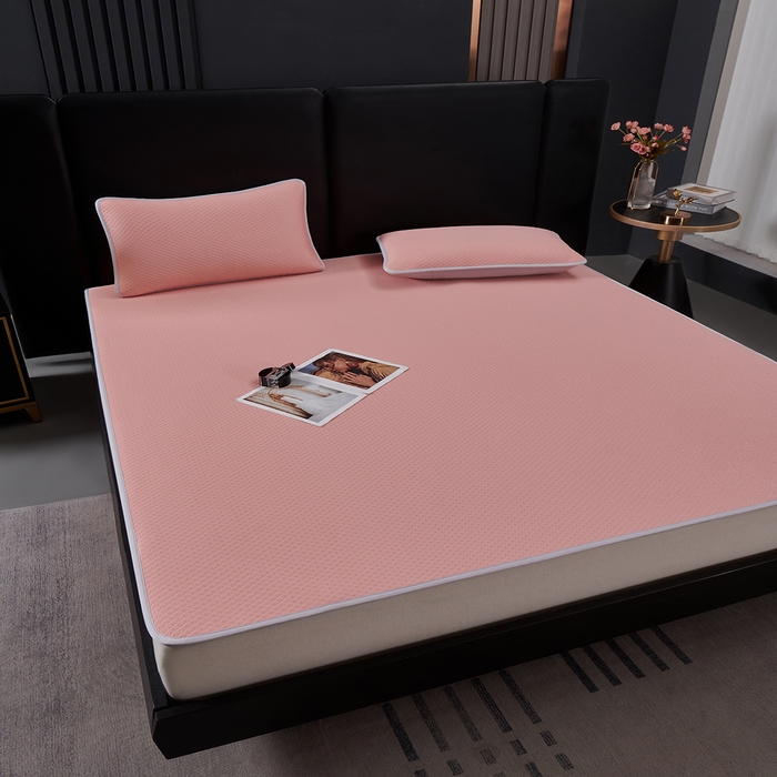 91家纺网 家纺一手货源 找家纺 羽梦家纺 2026新款凉席银丝款床单款凉席席子 樱花粉