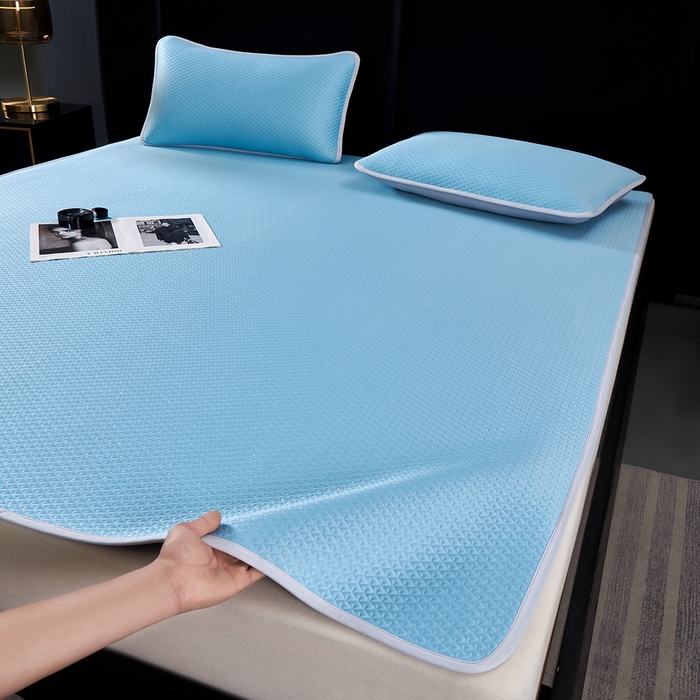 羽梦家纺 2026新款凉席银丝款床单款凉席席子 天空蓝