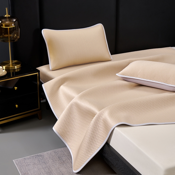 91家纺网 家纺一手货源 找家纺 羽梦家纺 2026新款凉席银丝款床单款凉席席子 玫瑰金