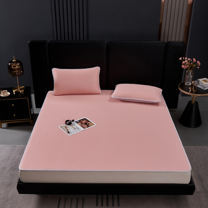 91家纺网 家纺一手货源 找家纺 羽梦家纺 2026新款凉席银丝款床单款凉席席子 樱花粉