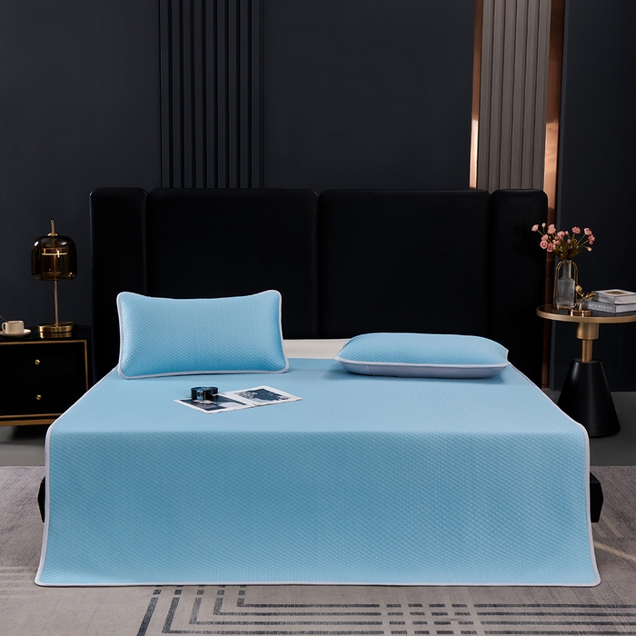 91家纺网 家纺一手货源 找家纺 羽梦家纺 2026新款凉席银丝款床单款凉席席子 天空蓝