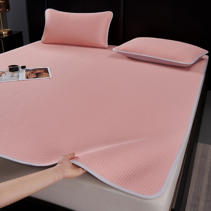 羽梦家纺 2026新款凉席银丝款床单款凉席席子 樱花粉