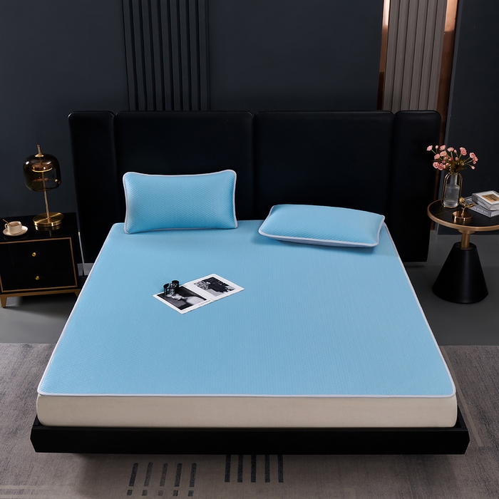 91家纺网 家纺一手货源 找家纺 羽梦家纺 2026新款凉席银丝款床单款凉席席子 天空蓝