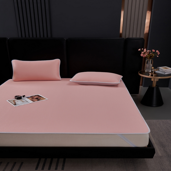 91家纺网 家纺一手货源 找家纺 羽梦家纺 2026新款凉席银丝款床单款凉席席子 樱花粉