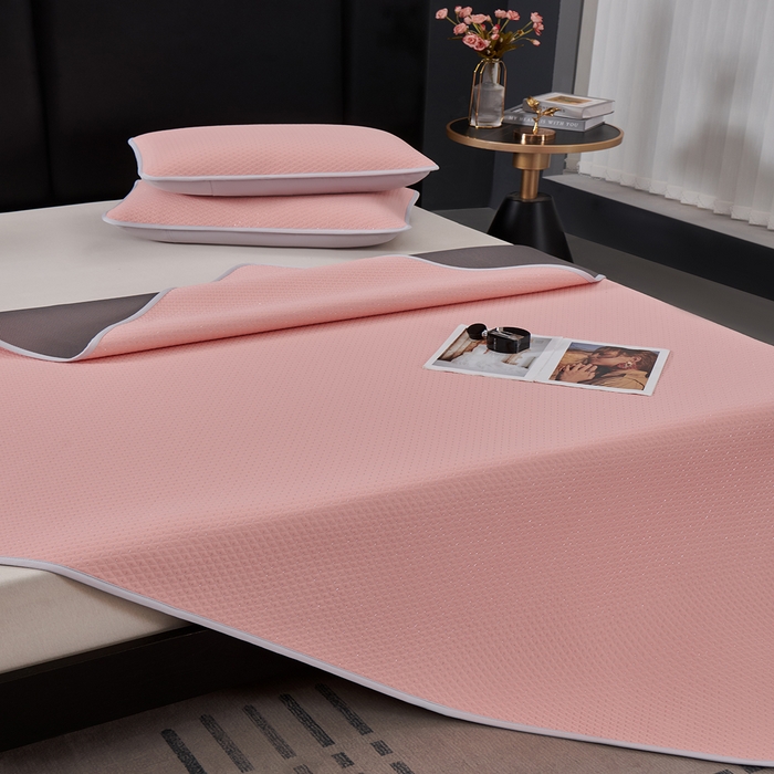 91家纺网 家纺一手货源 找家纺 羽梦家纺 2026新款凉席银丝款床单款凉席席子 樱花粉