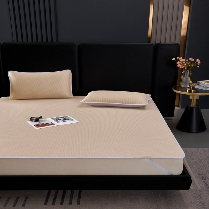 91家纺网 家纺一手货源 找家纺 羽梦家纺 2026新款凉席银丝款床单款凉席席子 玫瑰金