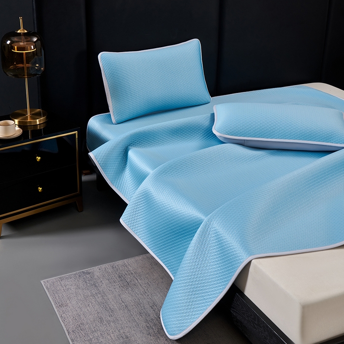 91家纺网 家纺一手货源 找家纺 羽梦家纺 2026新款凉席银丝款床单款凉席席子 天空蓝