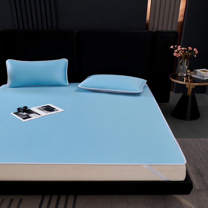 91家纺网 家纺一手货源 找家纺 羽梦家纺 2026新款凉席银丝款床单款凉席席子 天空蓝