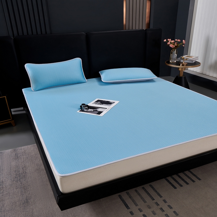 91家纺网 家纺一手货源 找家纺 羽梦家纺 2026新款凉席银丝款床单款凉席席子 天空蓝