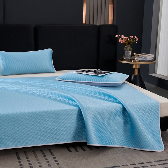 91家纺网 家纺一手货源 找家纺 羽梦家纺 2026新款凉席银丝款床单款凉席席子 天空蓝