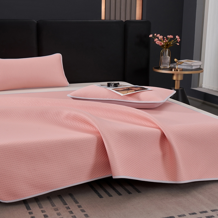 91家纺网 家纺一手货源 找家纺 羽梦家纺 2026新款凉席银丝款床单款凉席席子 樱花粉