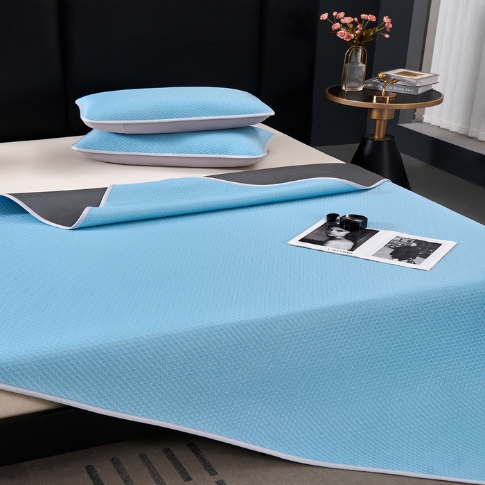 91家纺网 家纺一手货源 找家纺 羽梦家纺 2026新款凉席银丝款床单款凉席席子 天空蓝