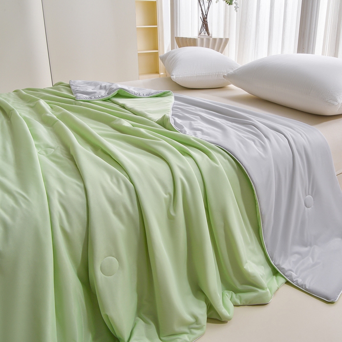 91家纺网 家纺一手货源 找家纺 宝宝纱被业 2026新款纯色凉感夏被 天青