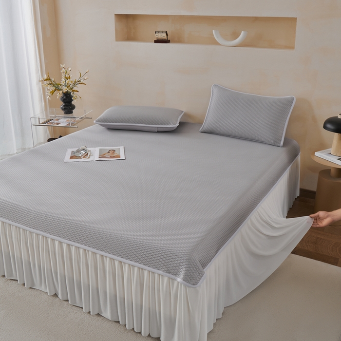 91家纺网 家纺一手货源 找家纺 （总）羽梦家纺 2026新款凉席床裙款银丝凉席席子