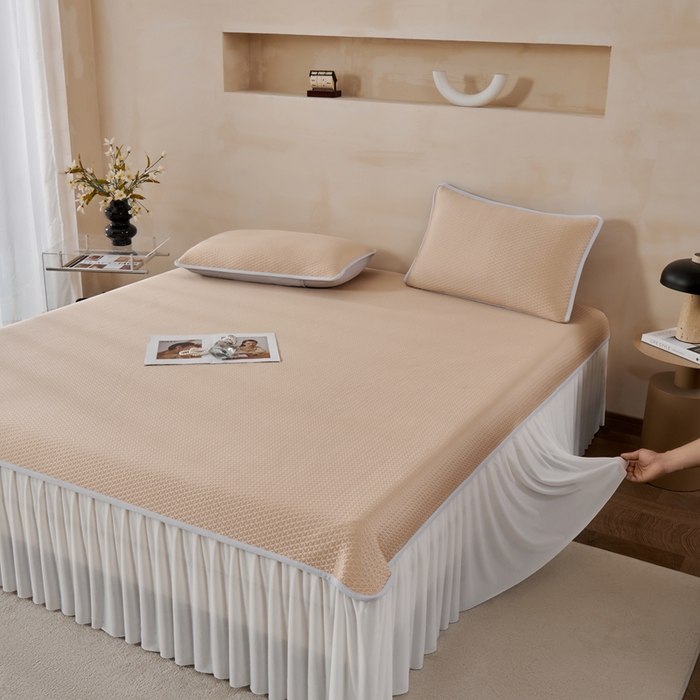 91家纺网 家纺一手货源 找家纺 （总）羽梦家纺 2026新款凉席床裙款银丝凉席席子