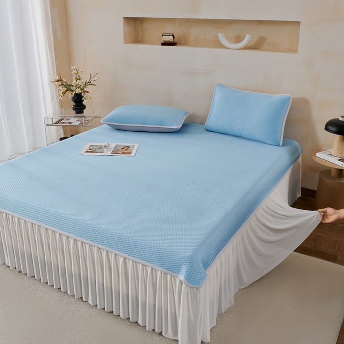 91家纺网 家纺一手货源 找家纺 （总）羽梦家纺 2026新款凉席床裙款银丝凉席席子