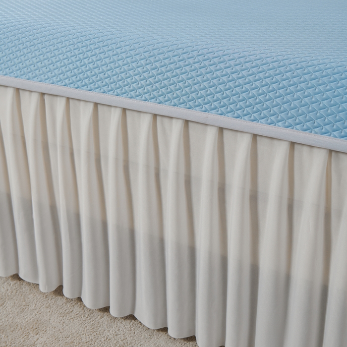 91家纺网 家纺一手货源 找家纺 羽梦家纺 2026新款凉席床裙款银丝凉席席子 天空蓝