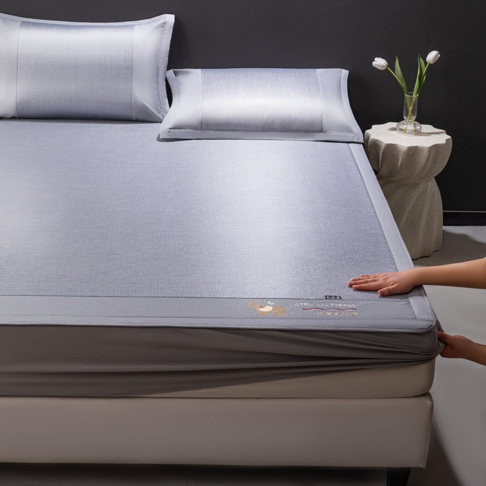 91家纺网 家纺一手货源 找家纺 （总）yyds网供 2026新款冰藤乳胶凉席三件套床席款床笠款刺绣可水机洗空调婴儿童单人软藤席