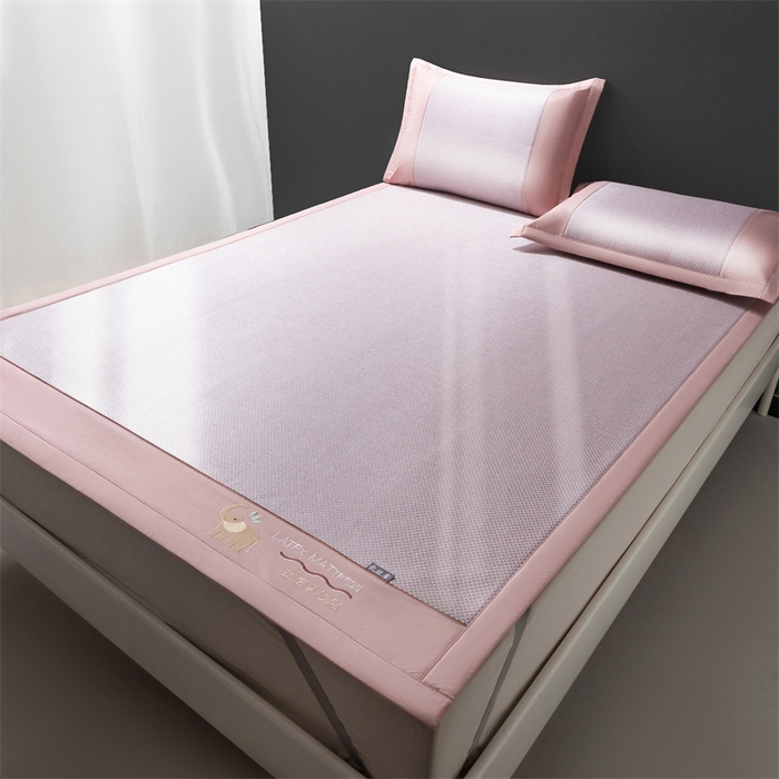 yyds网供 2026新款冰藤乳胶凉席三件套床席款床笠款刺绣可水机洗空调婴儿童单人软藤席 床席-乳胶冰藤席-粉色