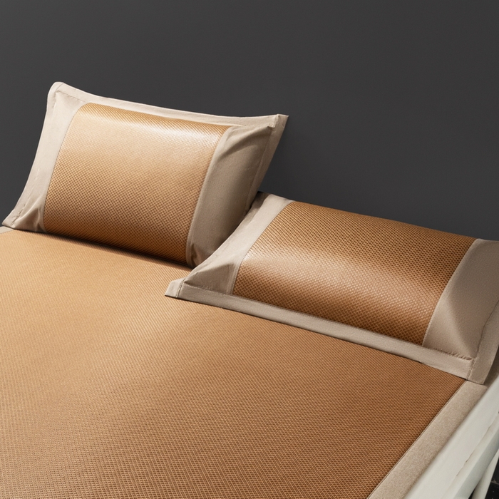 91家纺网 家纺一手货源 找家纺 yyds网供 2026新款冰藤乳胶凉席三件套床席款床笠款刺绣可水机洗空调婴儿童单人软藤席 床席-乳胶冰藤席-咖色