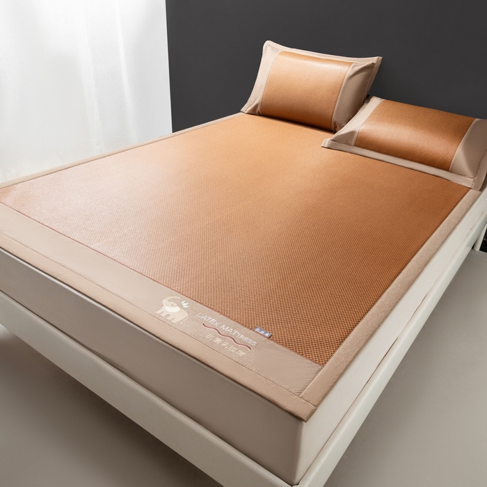 91家纺网 家纺一手货源 找家纺 yyds网供 2026新款冰藤乳胶凉席三件套床席款床笠款刺绣可水机洗空调婴儿童单人软藤席 床席-乳胶冰藤席-咖色