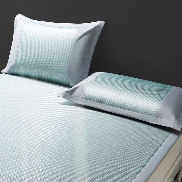 91家纺网 家纺一手货源 找家纺 yyds网供 2026新款冰藤乳胶凉席三件套床席款床笠款刺绣可水机洗空调婴儿童单人软藤席 床席-乳胶冰藤席-水绿