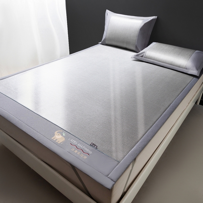 yyds网供 2026新款冰藤乳胶凉席三件套床席款床笠款刺绣可水机洗空调婴儿童单人软藤席 床席-乳胶冰藤席-银灰
