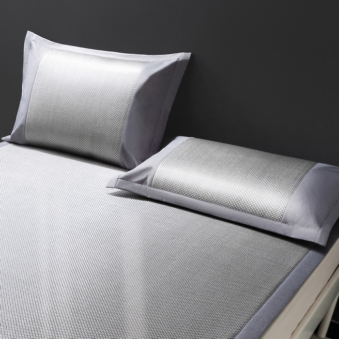 91家纺网 家纺一手货源 找家纺 yyds网供 2026新款冰藤乳胶凉席三件套床席款床笠款刺绣可水机洗空调婴儿童单人软藤席 床席-乳胶冰藤席-银灰