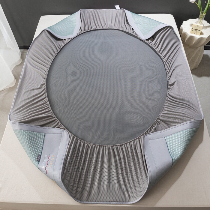 91家纺网 家纺一手货源 找家纺 yyds网供 2026新款冰藤乳胶凉席三件套床席款床笠款刺绣可水机洗空调婴儿童单人软藤席 床笠-乳胶冰藤席-水绿