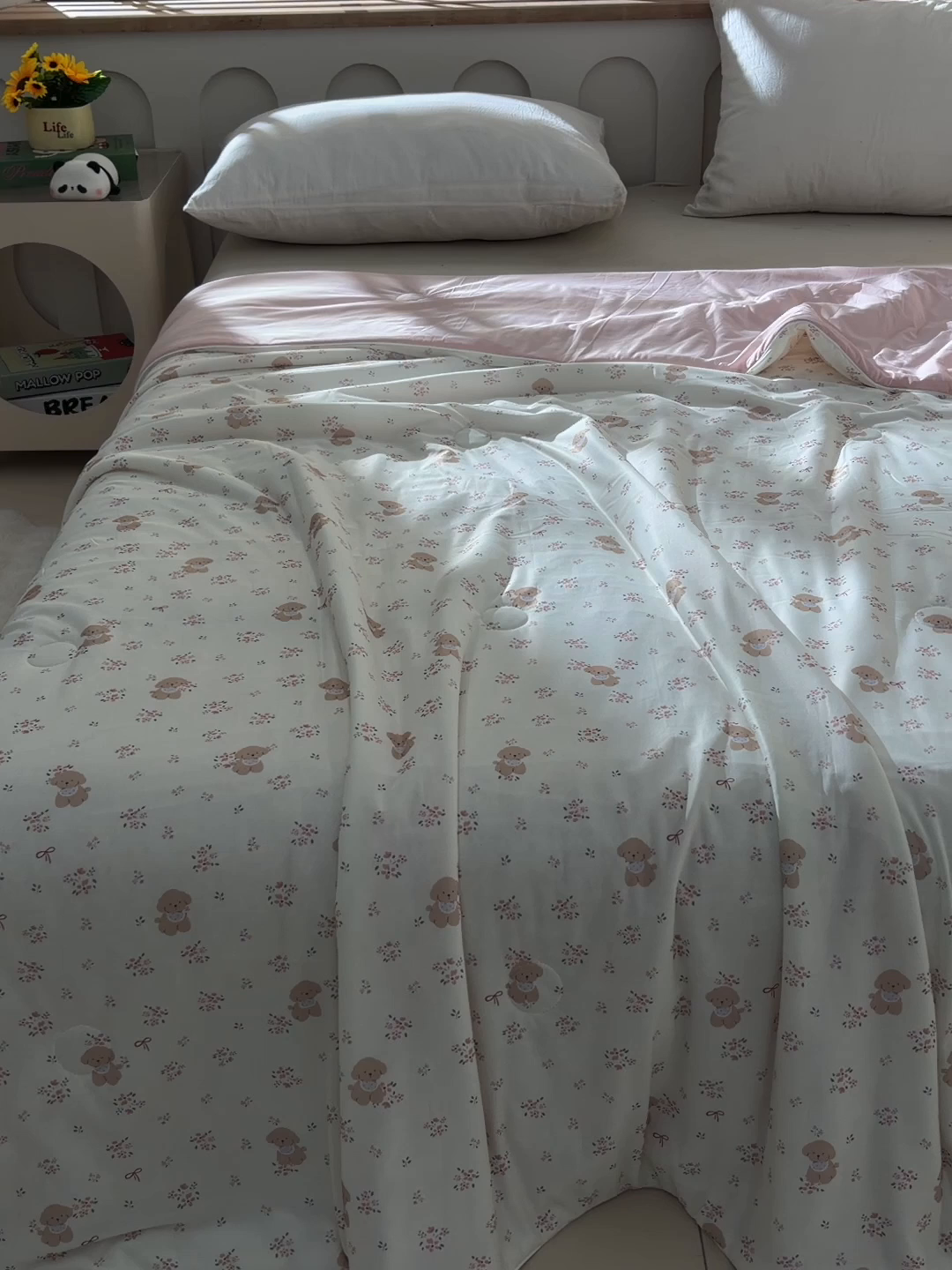 91家纺网 家纺一手货源 找家纺 宝宝纱被业 2026新款纯色凉感夏被 花季小狗