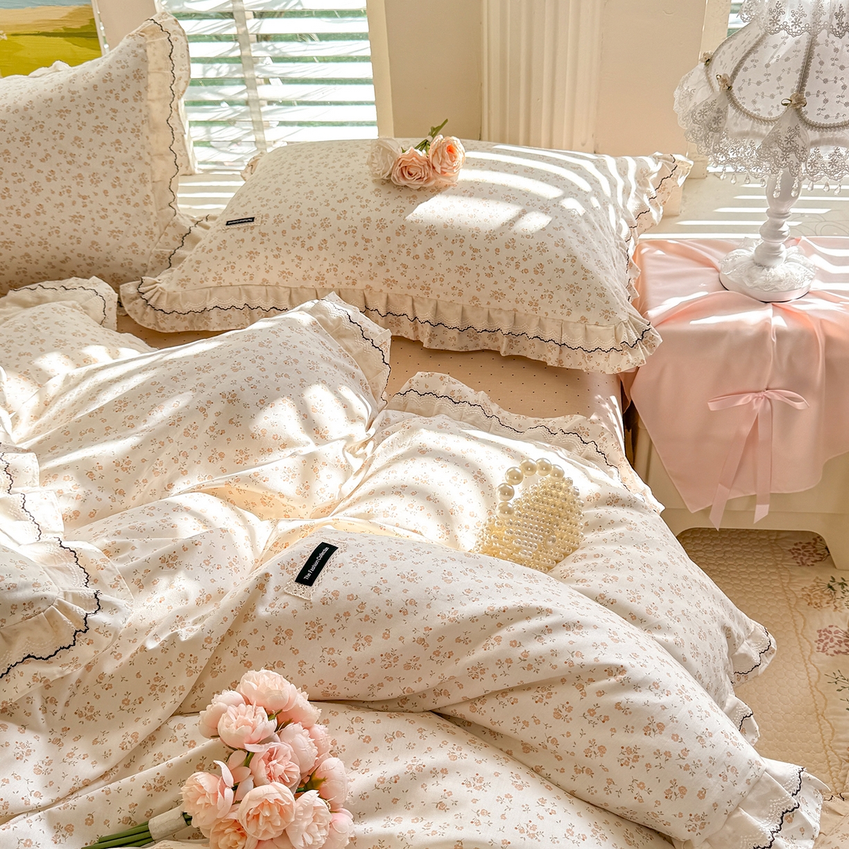 91家纺网 家纺一手货源 找家纺 （总）艾唯希家纺 2026新款全棉双层花边工艺四件套-第二批