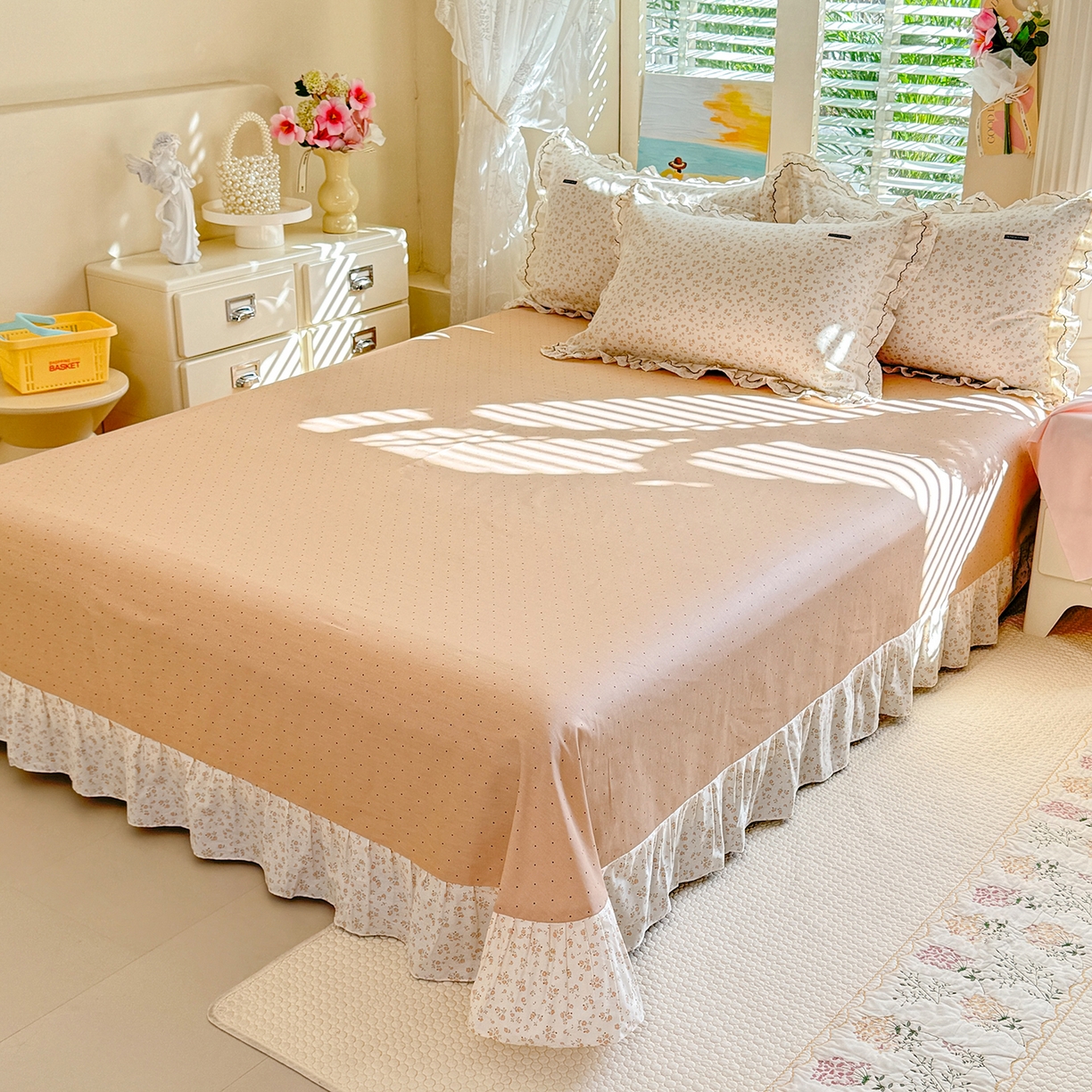 91家纺网 家纺一手货源 找家纺 （总）艾唯希家纺 2026新款全棉双层花边工艺四件套-第二批