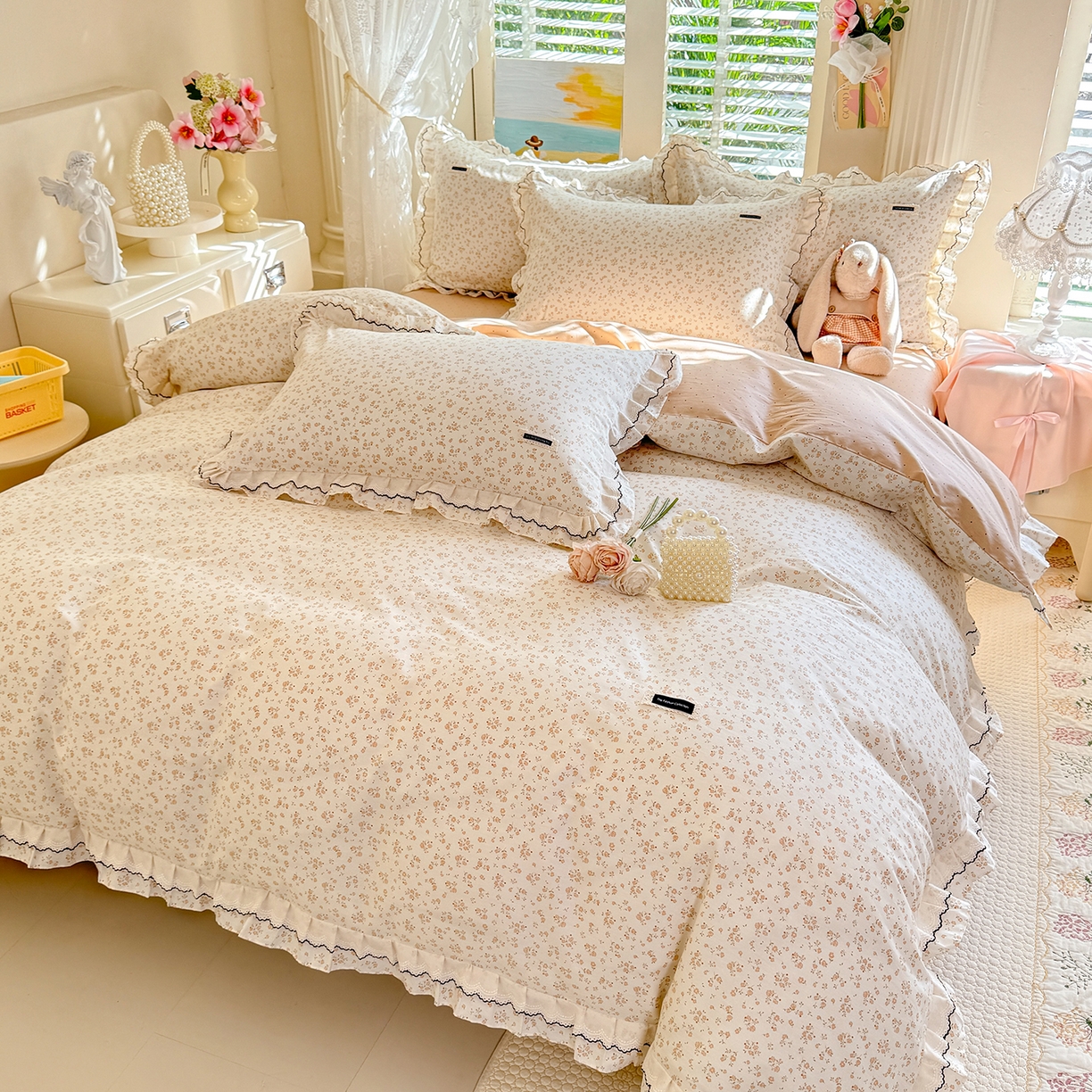 91家纺网 家纺一手货源 找家纺 （总）艾唯希家纺 2026新款全棉双层花边工艺四件套-第二批