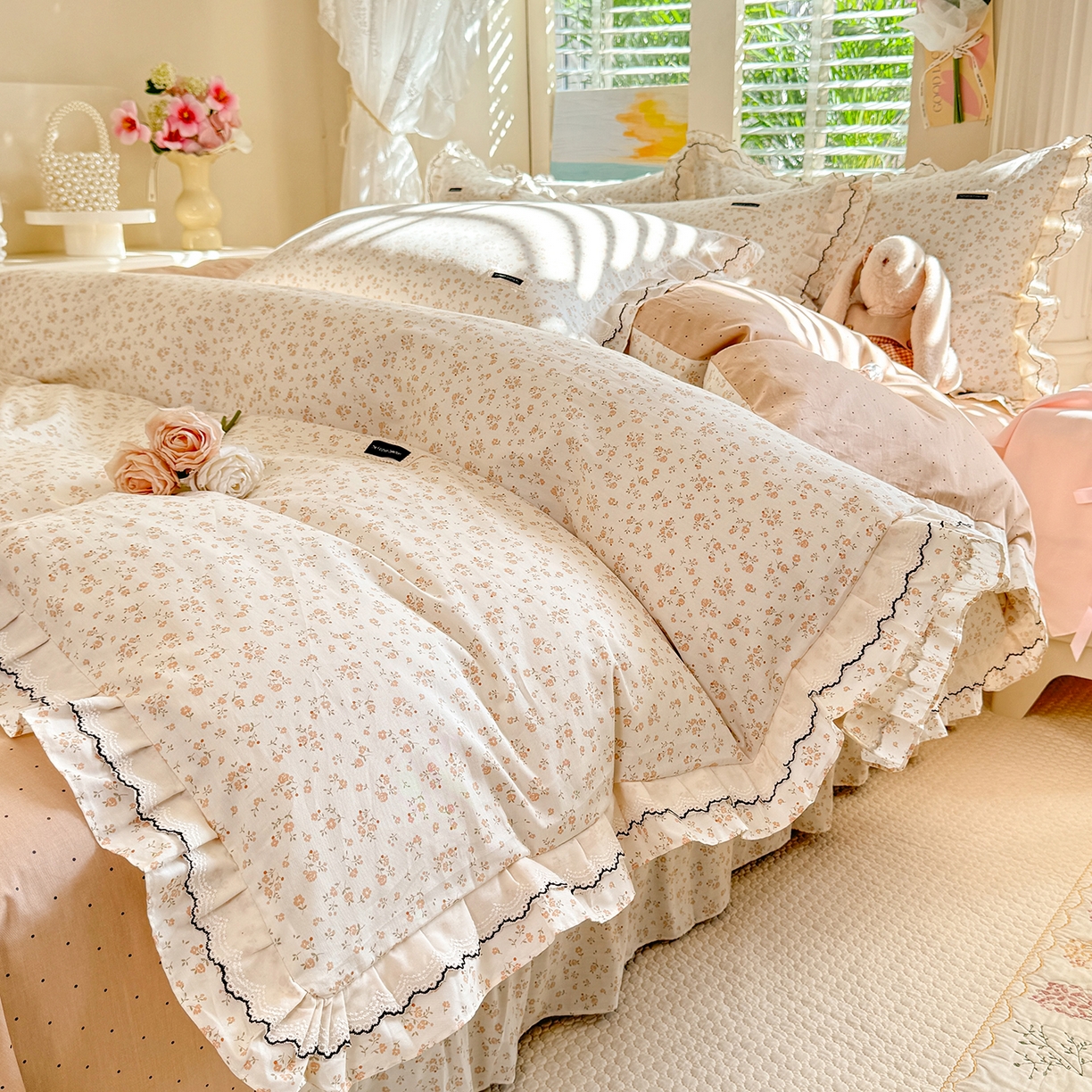 91家纺网 家纺一手货源 找家纺 （总）艾唯希家纺 2026新款全棉双层花边工艺四件套-第二批