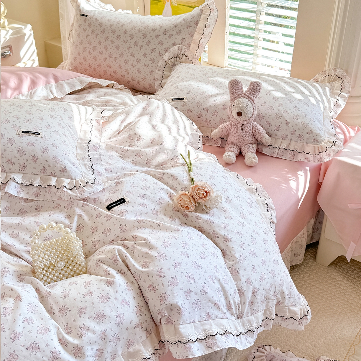 91家纺网 家纺一手货源 找家纺 （总）艾唯希家纺 2026新款全棉双层花边工艺四件套-第二批