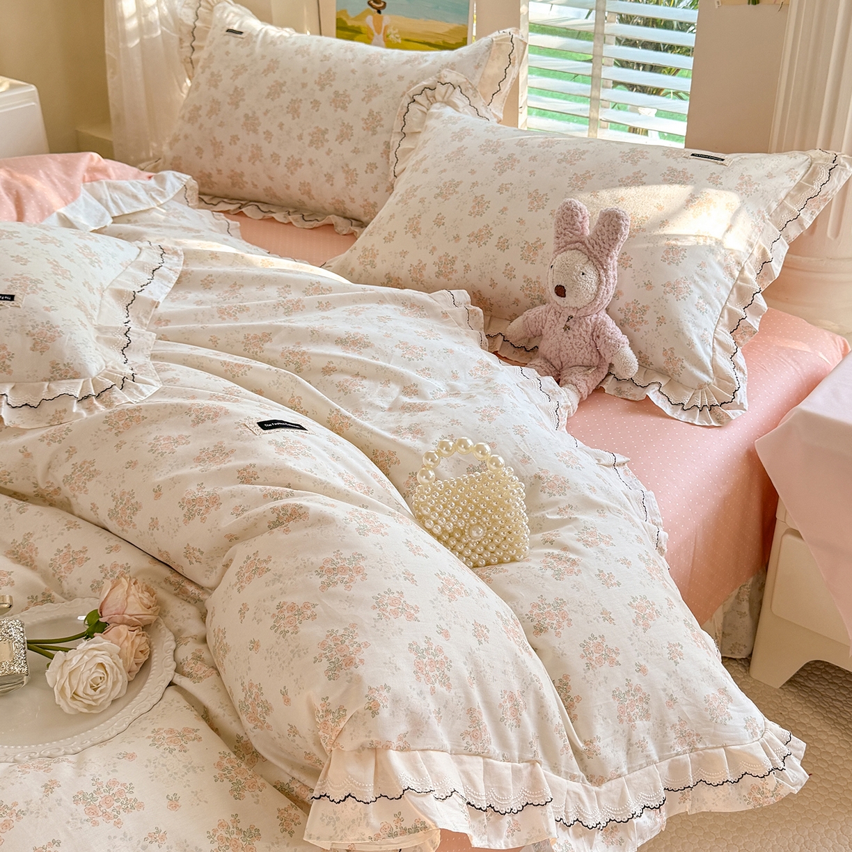 艾唯希家纺 2026新款全棉双层花边工艺四件套-第二批 云琳月影