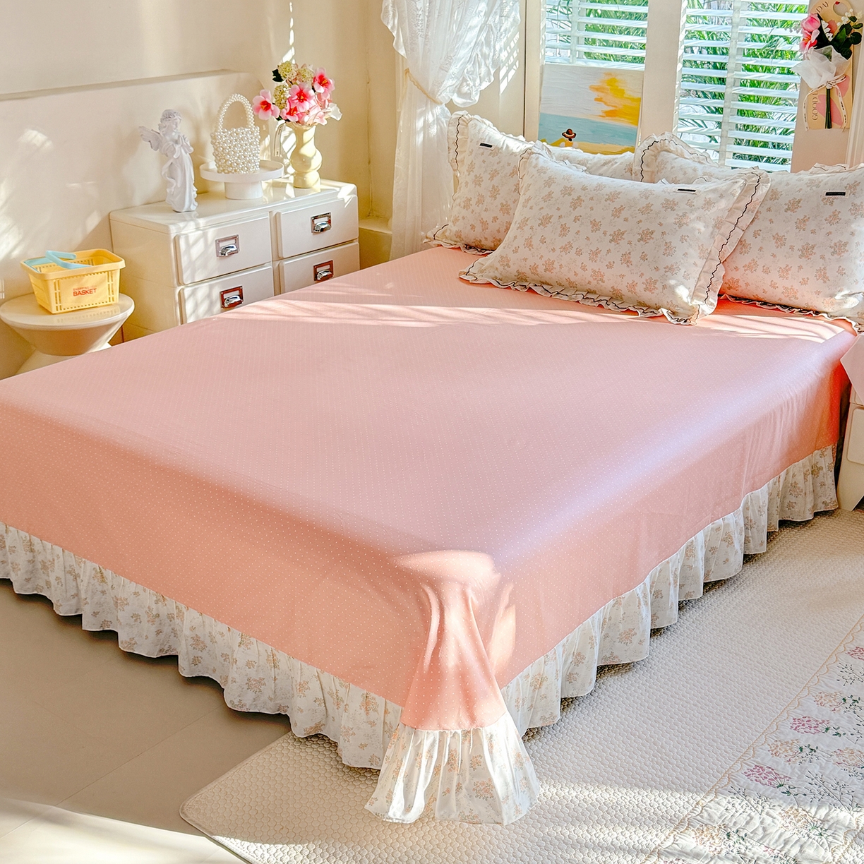 91家纺网 家纺一手货源 找家纺 艾唯希家纺 2026新款全棉双层花边工艺四件套-第二批 云琳月影