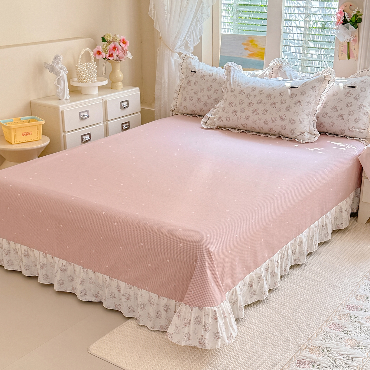 91家纺网 家纺一手货源 找家纺 艾唯希家纺 2026新款全棉双层花边工艺四件套-第二批 艾菲妮