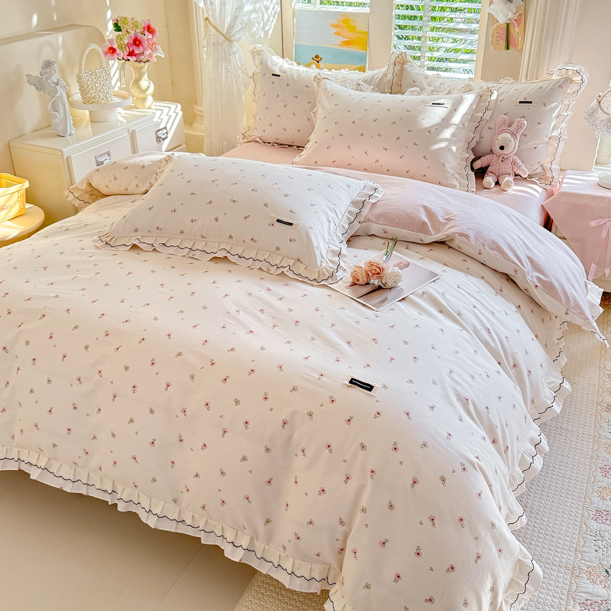 91家纺网 家纺一手货源 找家纺 艾唯希家纺 2026新款全棉双层花边工艺四件套-第二批 五月故事