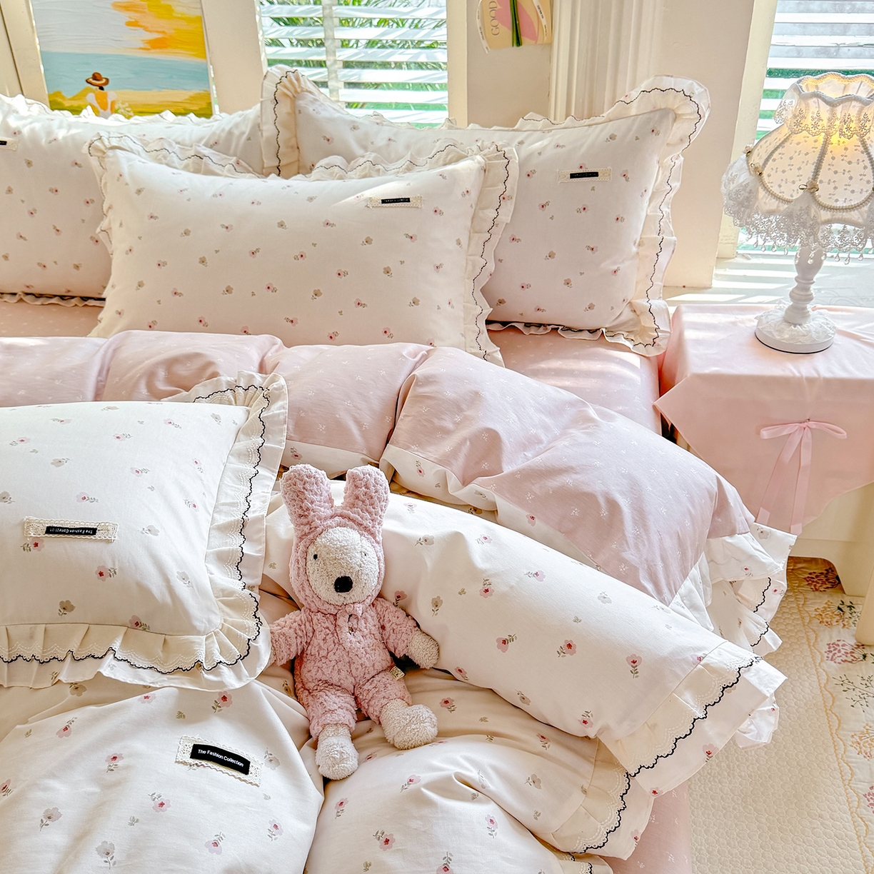 91家纺网 家纺一手货源 找家纺 艾唯希家纺 2026新款全棉双层花边工艺四件套-第二批 五月故事