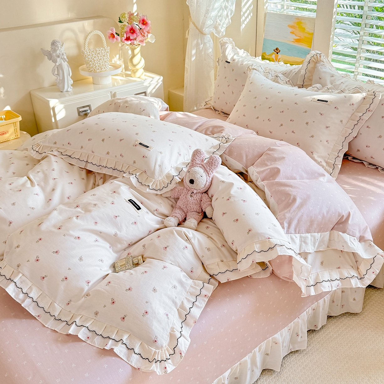 91家纺网 家纺一手货源 找家纺 艾唯希家纺 2026新款全棉双层花边工艺四件套-第二批 五月故事