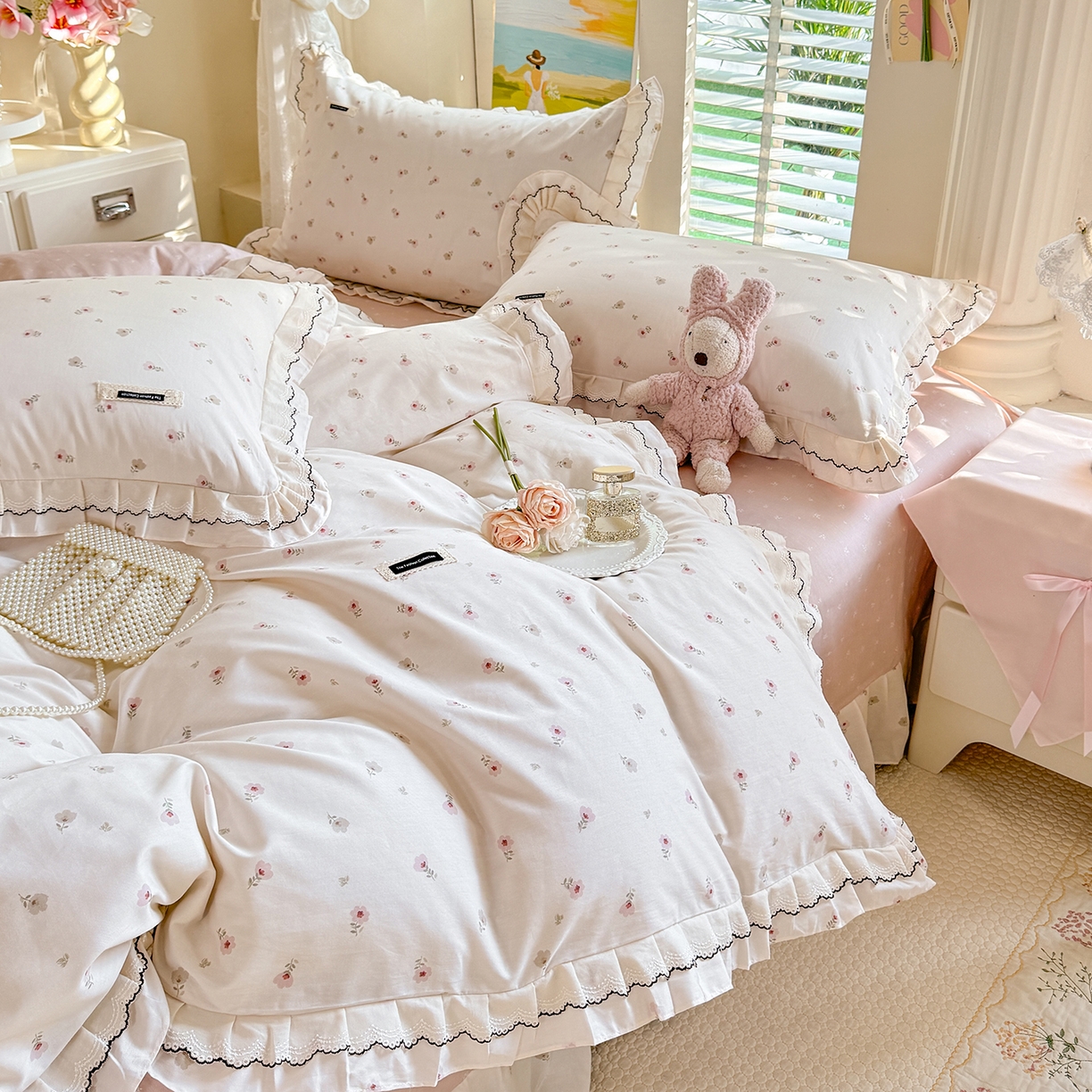 91家纺网 家纺一手货源 找家纺 艾唯希家纺 2026新款全棉双层花边工艺四件套-第二批 五月故事