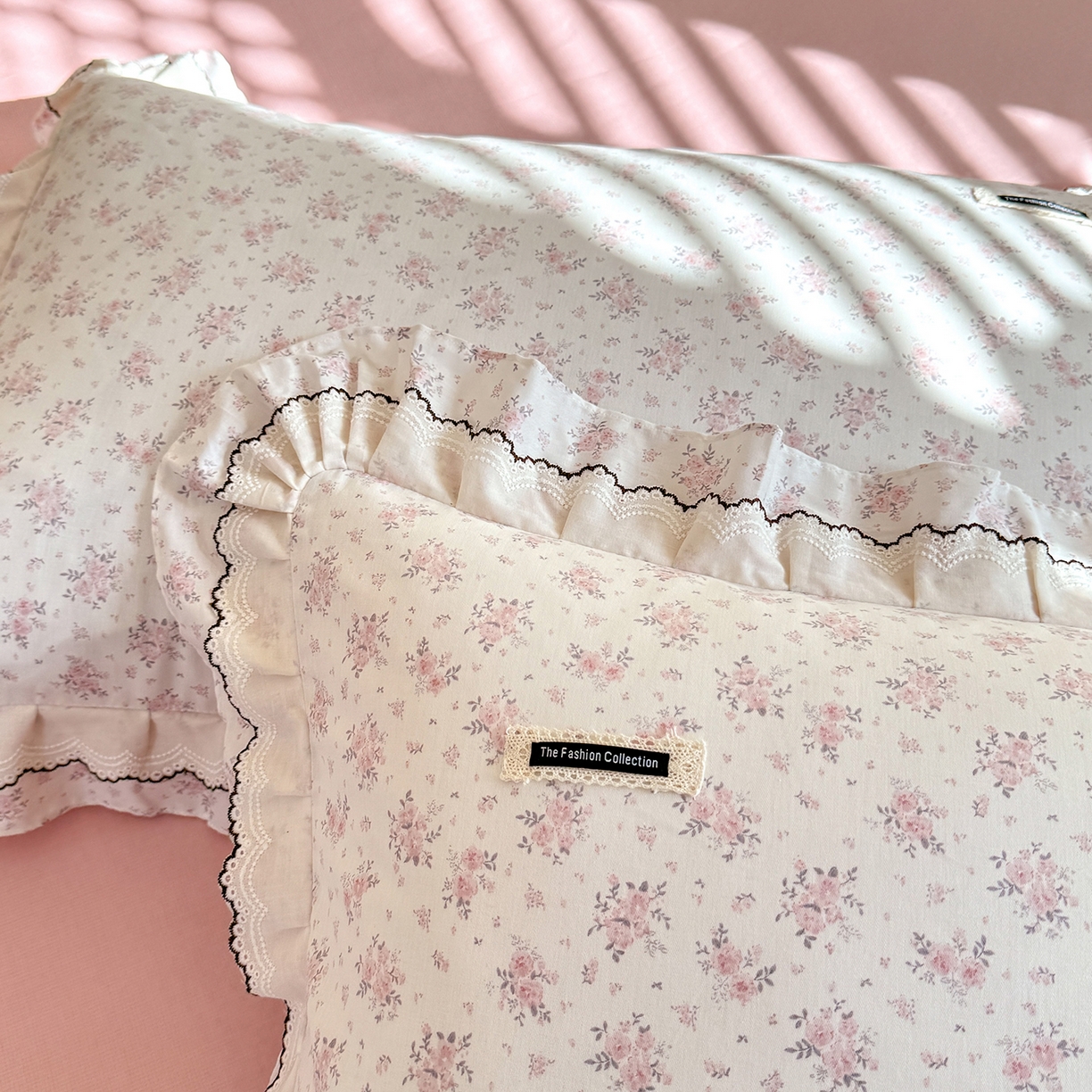 91家纺网 家纺一手货源 找家纺 艾唯希家纺 2026新款全棉双层花边工艺四件套-第二批 樱时-粉