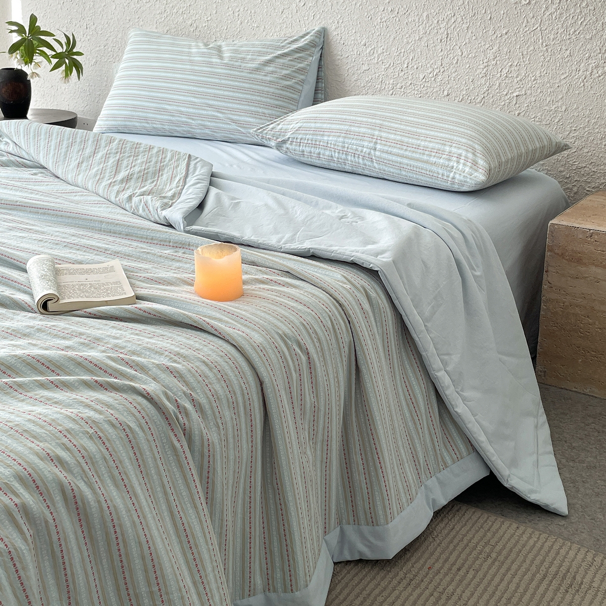 91家纺网 家纺一手货源 找家纺 吾秀家居 2026新款棉色织提花水洗棉大豆夏被夏凉被空调被-摩卡 摩卡兰