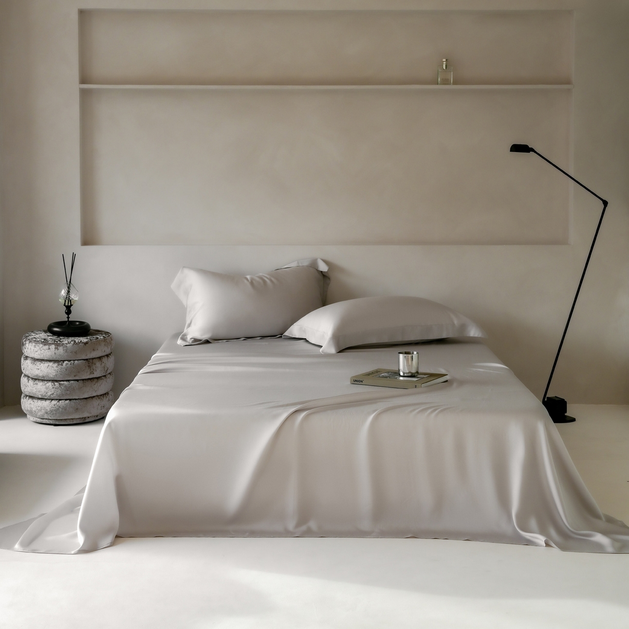 91家纺网 家纺一手货源 找家纺 简纯主义 2025新款全棉有机雾感纱双层皱皱纱系列单床单蓝云