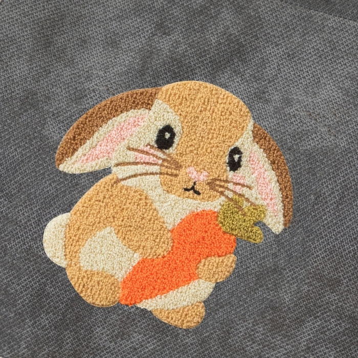 91家纺网 家纺一手货源 找家纺 新奇异 2025新款卡通毛巾绣抱枕被-四季通用磨毛款可爱狗+萝卜兔系列 萝卜兔-深灰四季款