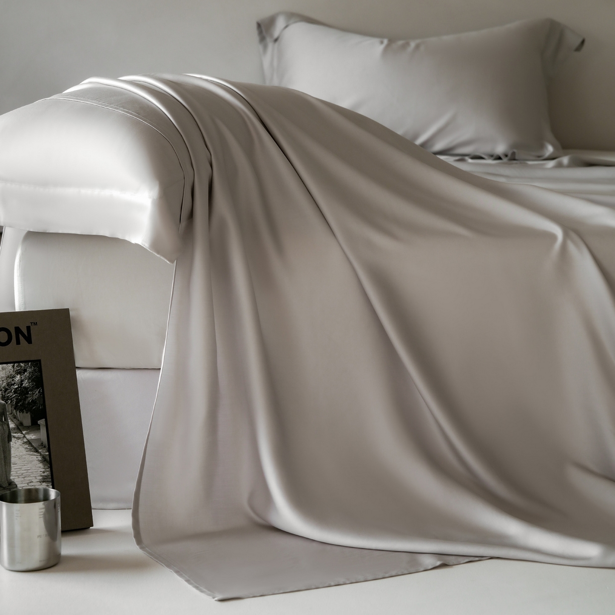 91家纺网 家纺一手货源 找家纺 简纯主义 2026新款100S超细旦进口兰精天丝单床单床单单件 经典灰