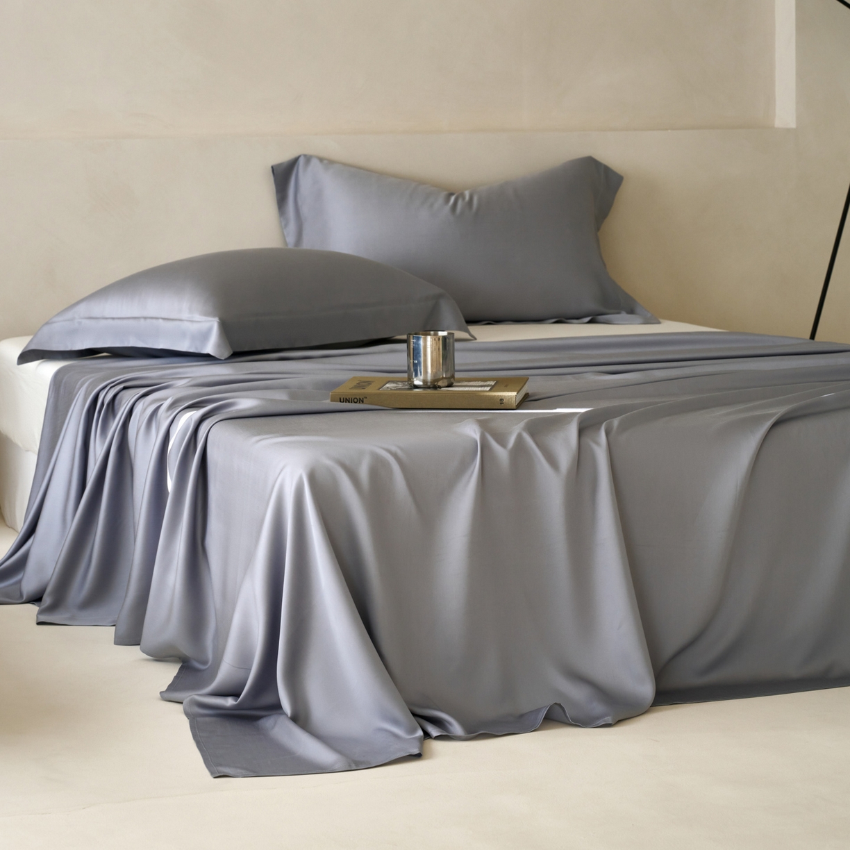 91家纺网 家纺一手货源 找家纺 简纯主义 2026新款100S超细旦进口兰精天丝单床单床单单件 暮蓝