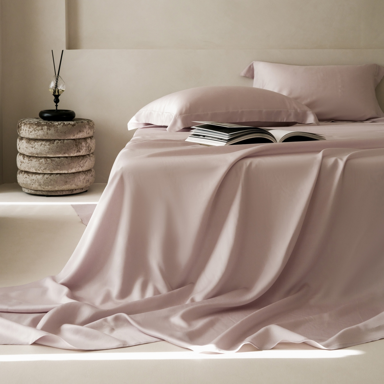 91家纺网 家纺一手货源 找家纺 简纯主义 2026新款100S超细旦进口兰精天丝单床单床单单件 柔霜粉