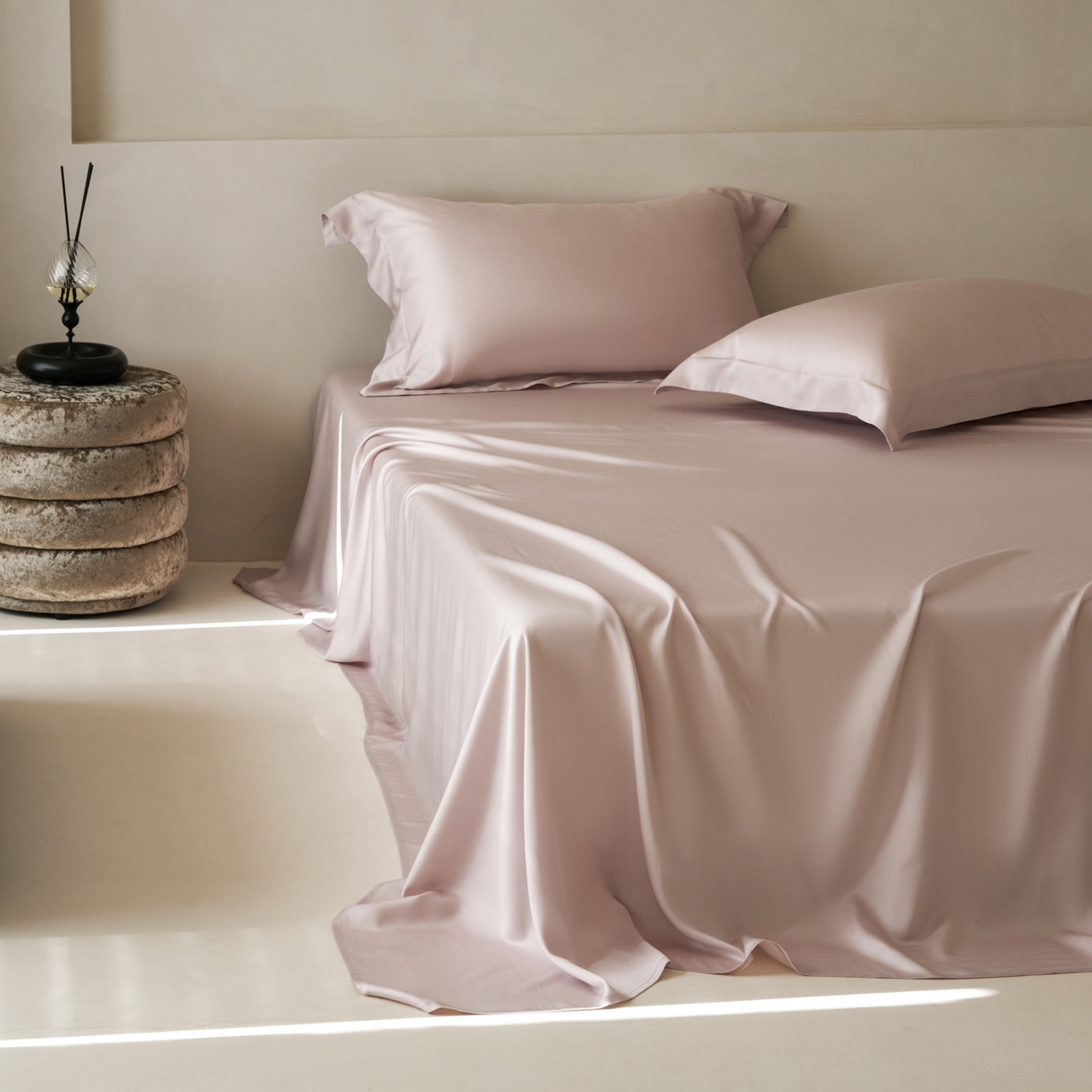 91家纺网 家纺一手货源 找家纺 简纯主义 2026新款100S超细旦进口兰精天丝单床单床单单件 柔霜粉